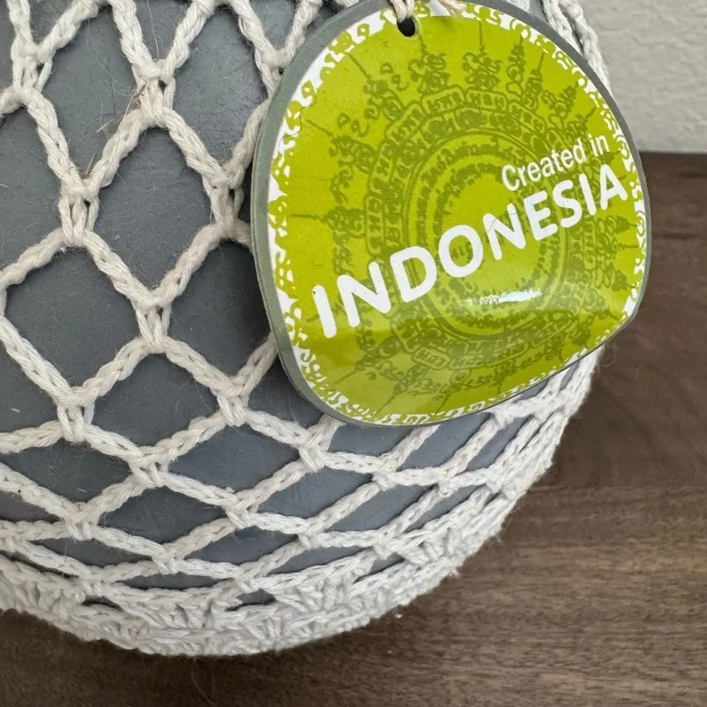 Blue Boho Rustic Macrame Cover Decor Vase